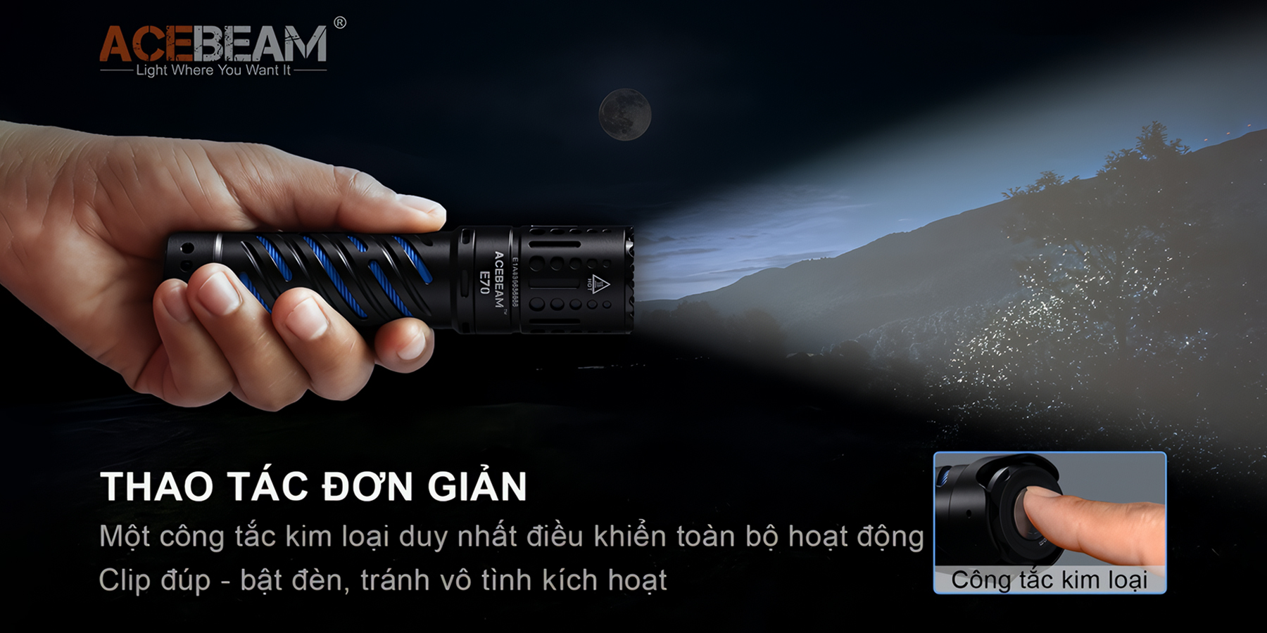 ACEBEAM E70 Đèn Pin Cắm Trại Độ Sáng 4600 Lumen Pin 21700