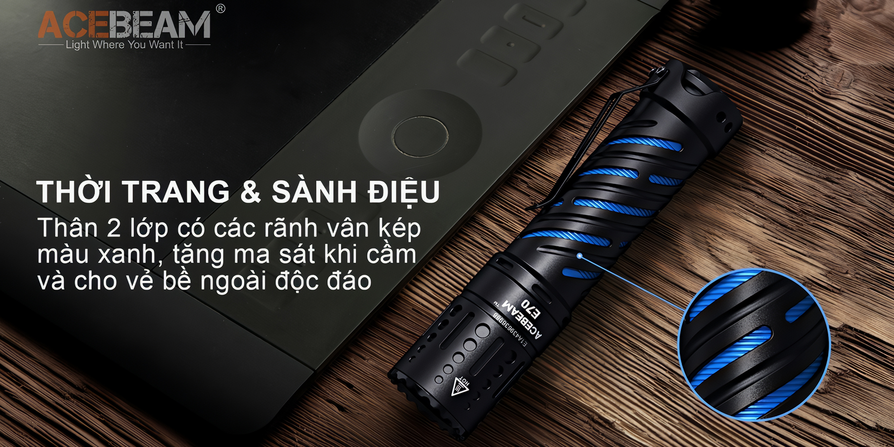 ACEBEAM E70 Đèn Pin Cắm Trại Độ Sáng 4600 Lumen Pin 21700