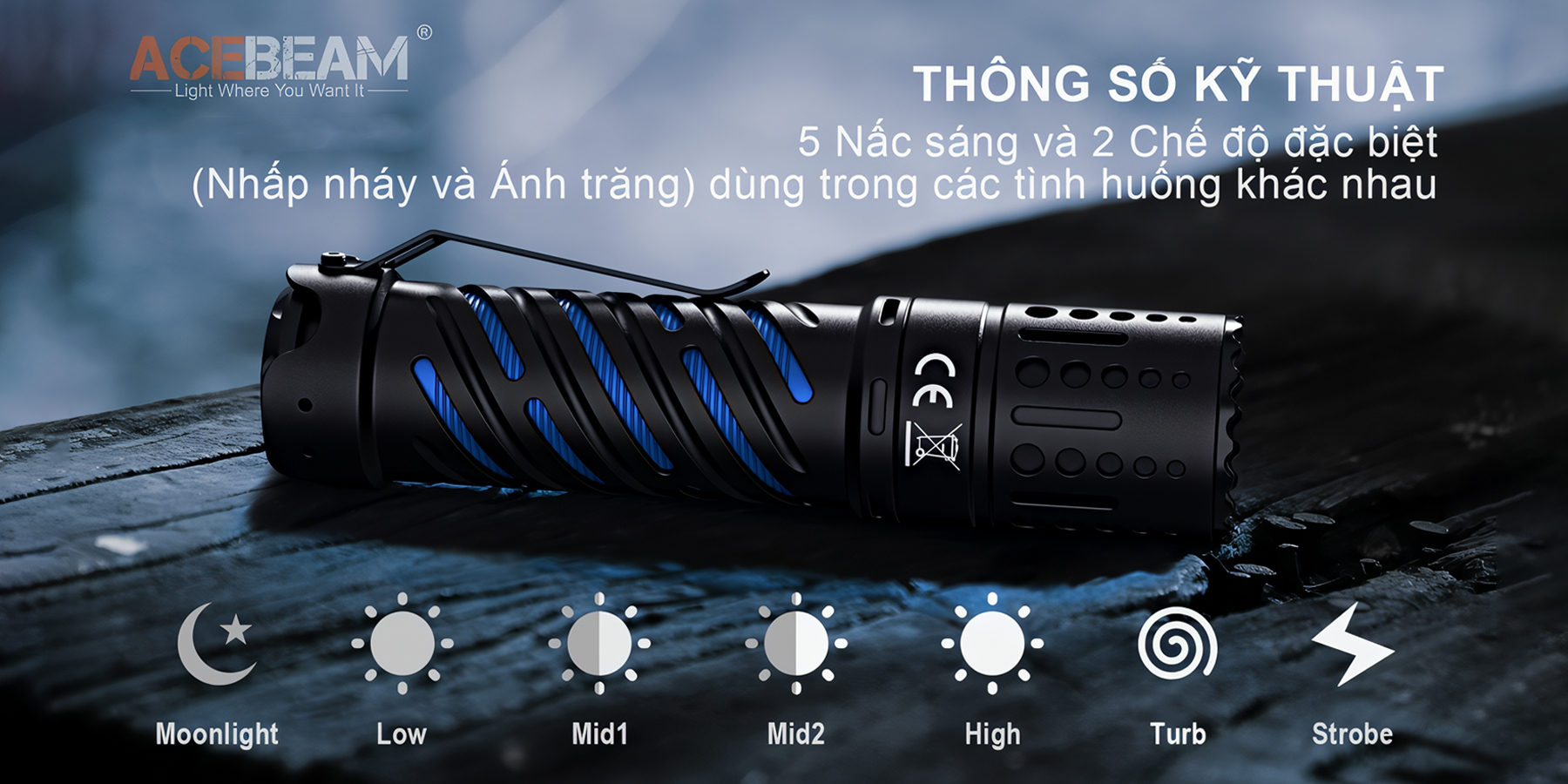 ACEBEAM E70 Đèn Pin Cắm Trại Độ Sáng 4600 Lumen Pin 21700