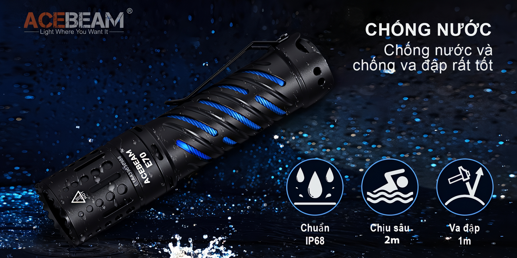 ACEBEAM E70 Đèn Pin Cắm Trại Độ Sáng 4600 Lumen Pin 21700