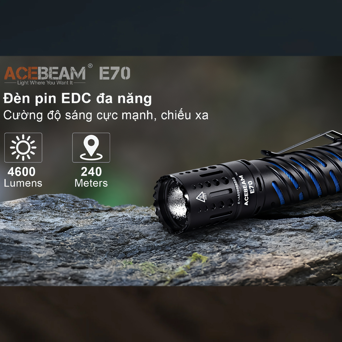 ACEBEAM E70 Đèn Pin Cắm Trại Độ Sáng 4600 Lumen Pin 21700