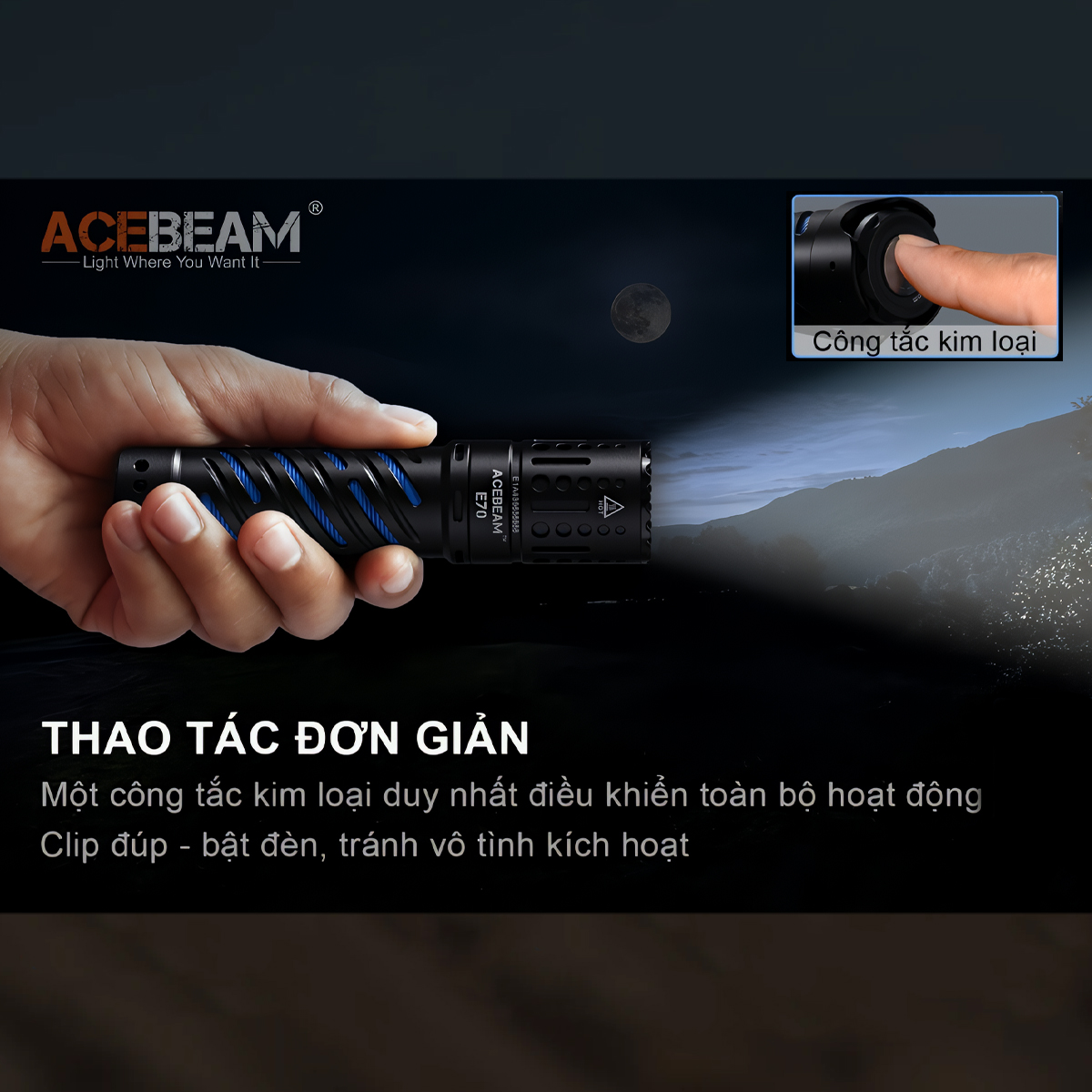 ACEBEAM E70 Đèn Pin Cắm Trại Độ Sáng 4600 Lumen Pin 21700