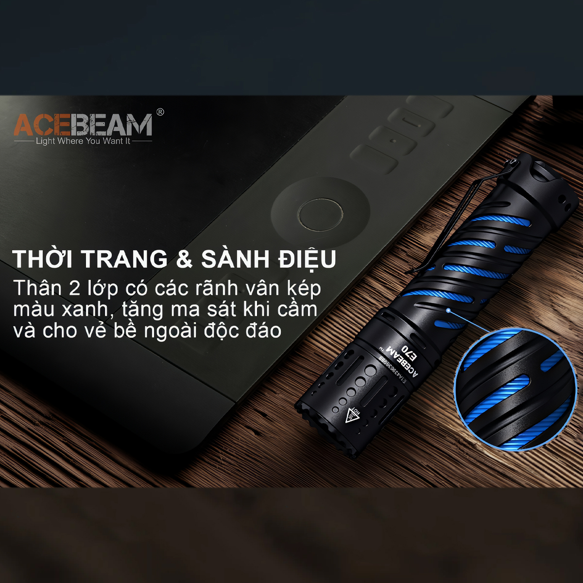 ACEBEAM E70 Đèn Pin Cắm Trại Độ Sáng 4600 Lumen Pin 21700