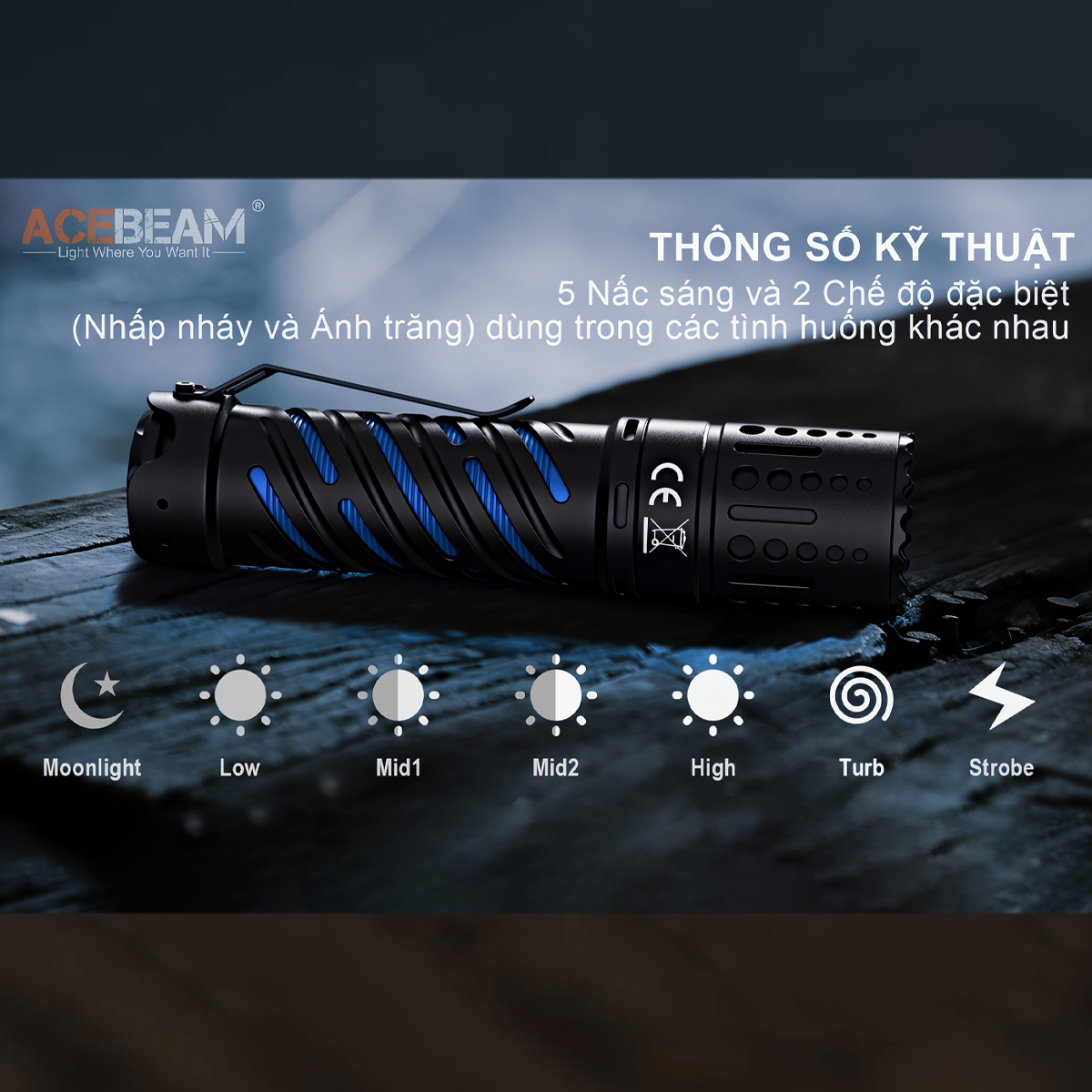 ACEBEAM E70 Đèn Pin Cắm Trại Độ Sáng 4600 Lumen Pin 21700