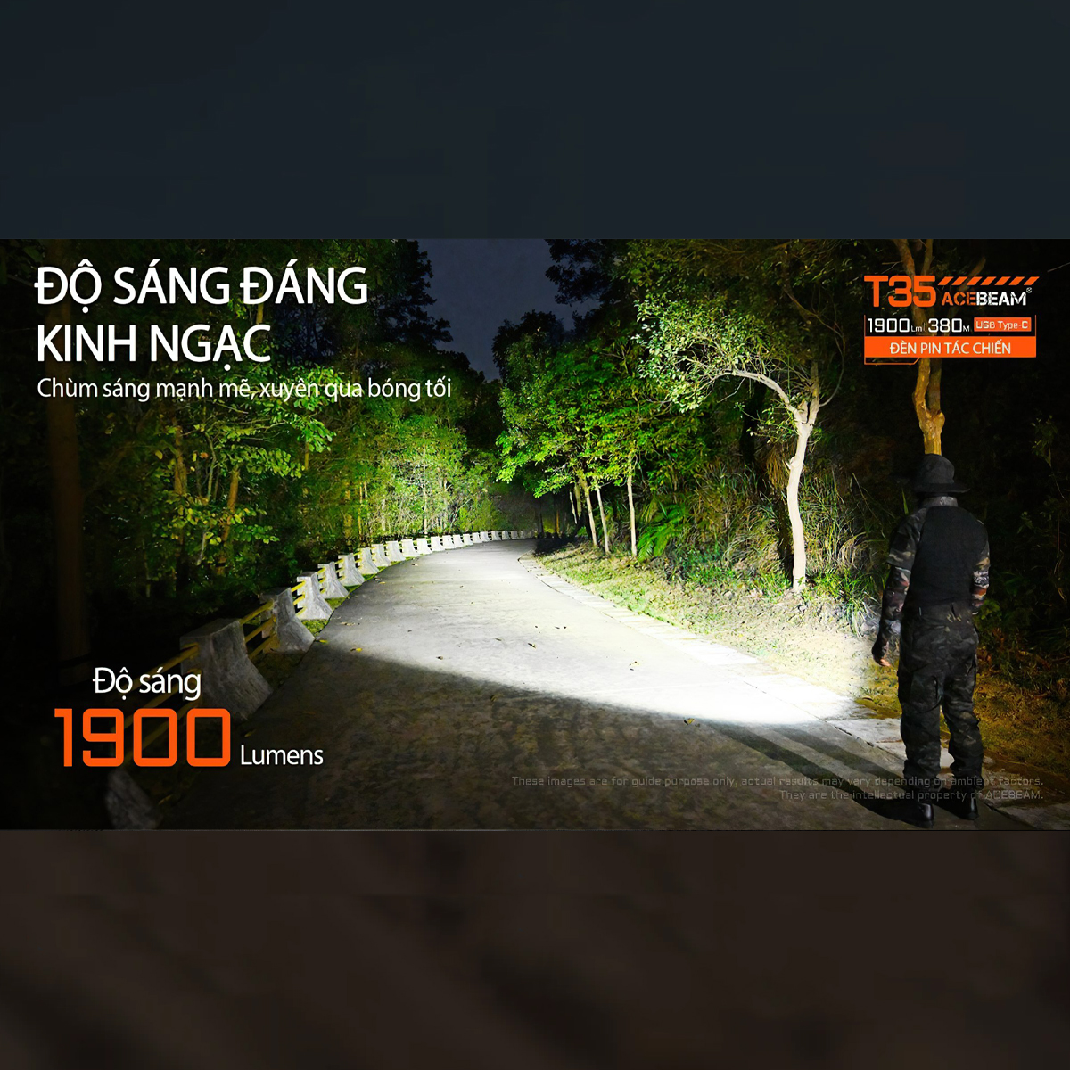 ACEBEAM T35 Đèn Pin Cắm Trại Sáng 1900 Lumens Chiếu Xa 380m Pin 18650 2600mAh Sạc USB C