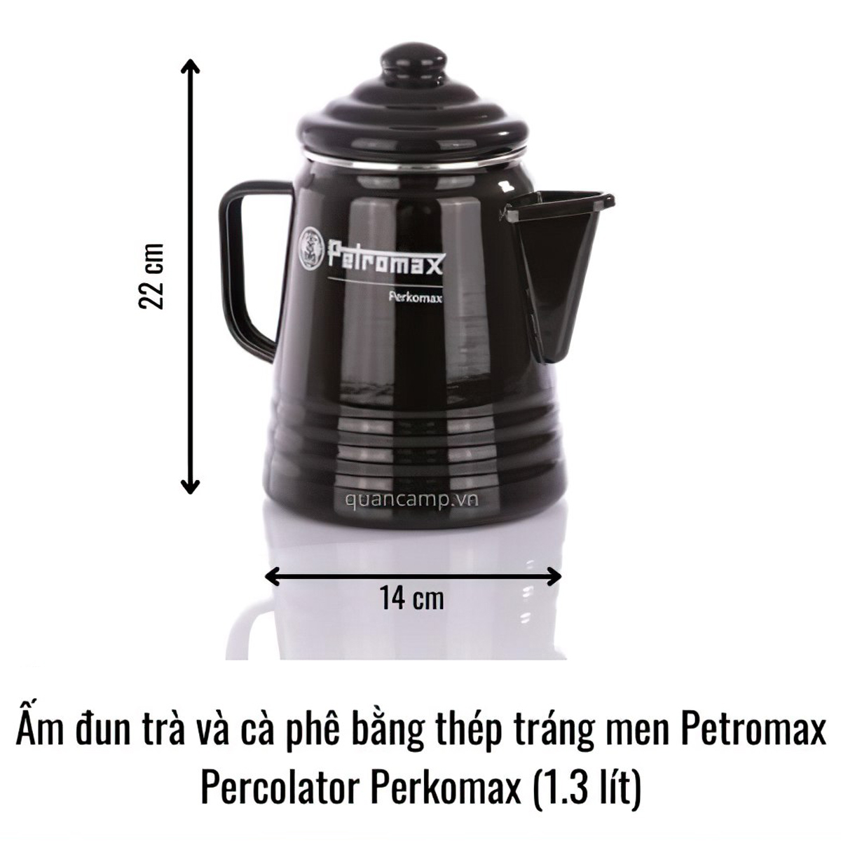 Petromax Percolator Perkomax Ấm Đun Trà Tráng Men (1.3 Lít)