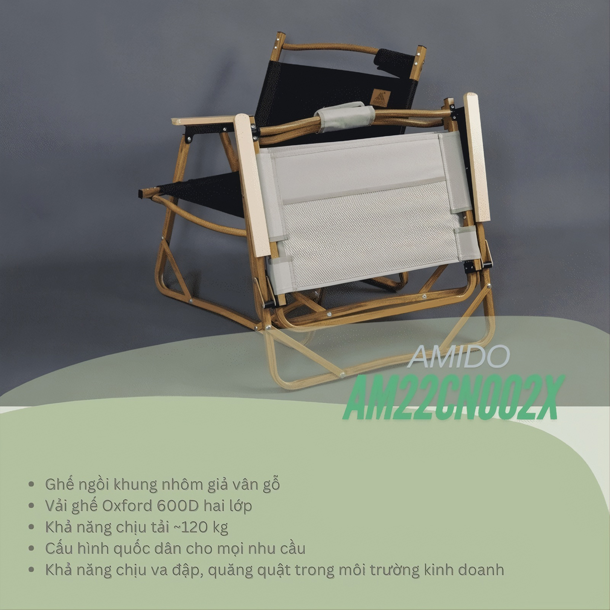 Amido Ghế Kermit Xếp Gọn – Ghế Cắm Trại, Cà Phê, Thư Giãn ( Chính Hãng )