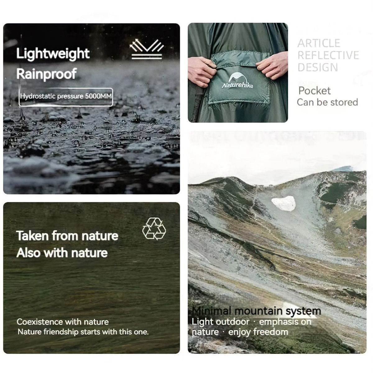 Naturehike CNH23RG001 Áo Mưa Cắm Trại Gọn Nhẹ Poncho