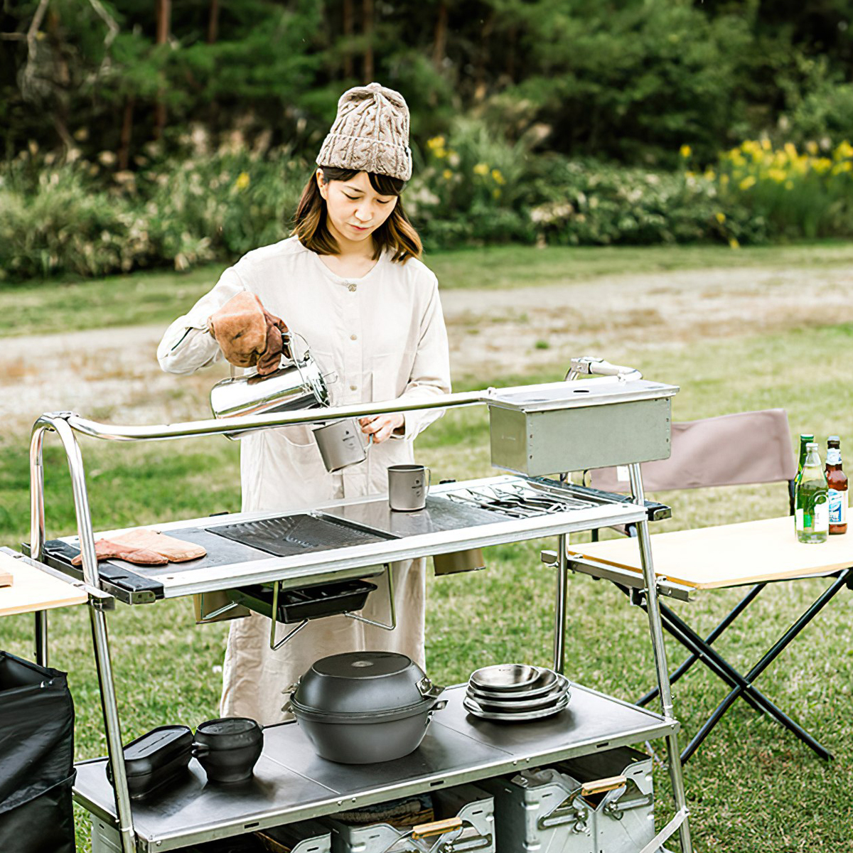 Bàn Bếp Cắm Trại Du Lịch Snowpeak Stainless Steel Kitchen Table
