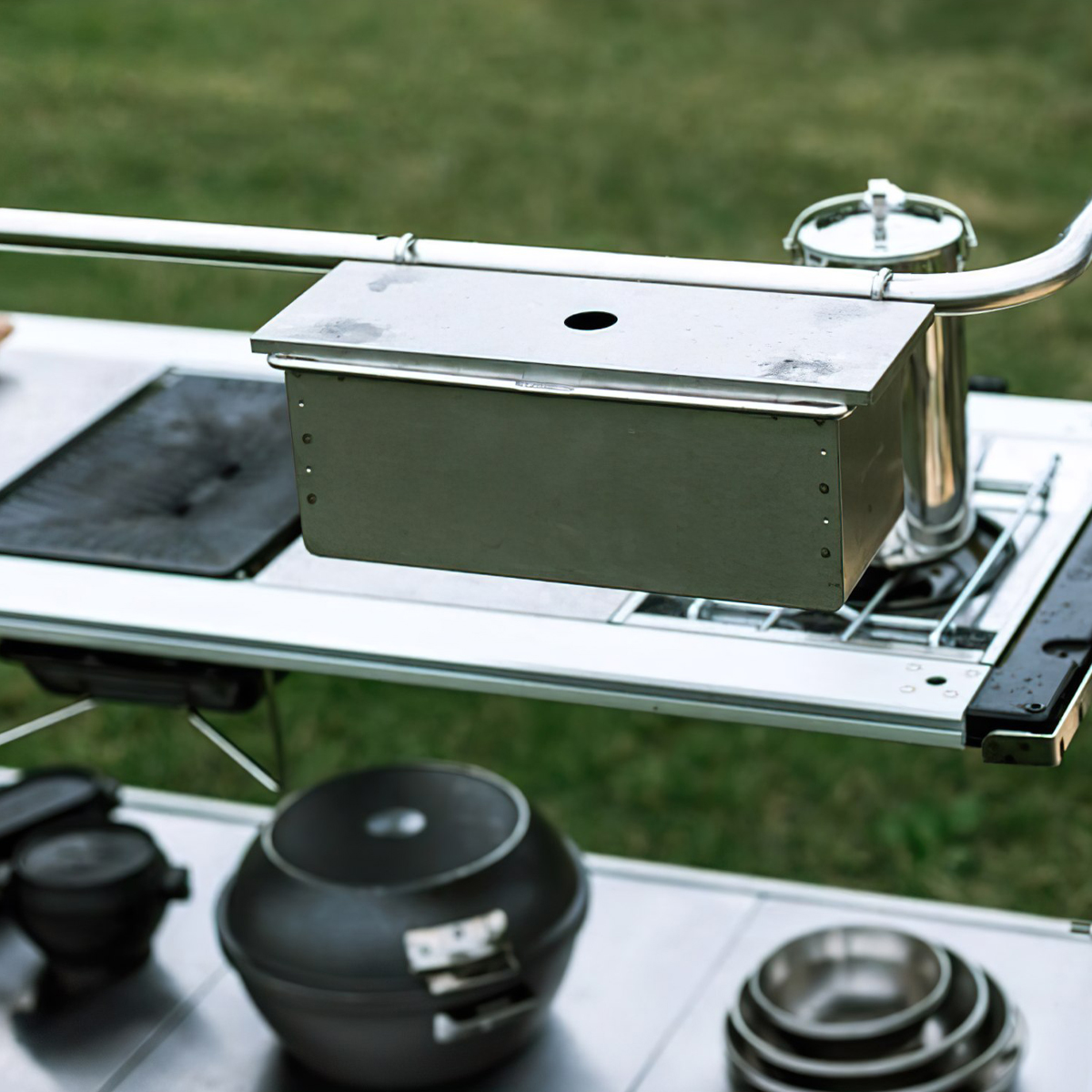 Bàn Bếp Cắm Trại Du Lịch Snowpeak Stainless Steel Kitchen Table