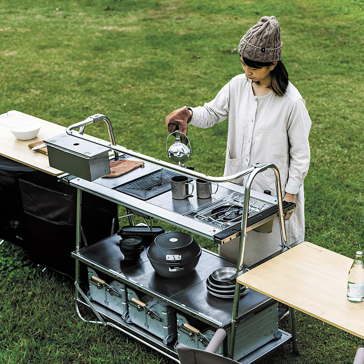 Bàn Bếp Cắm Trại Du Lịch Snowpeak Stainless Steel Kitchen Table