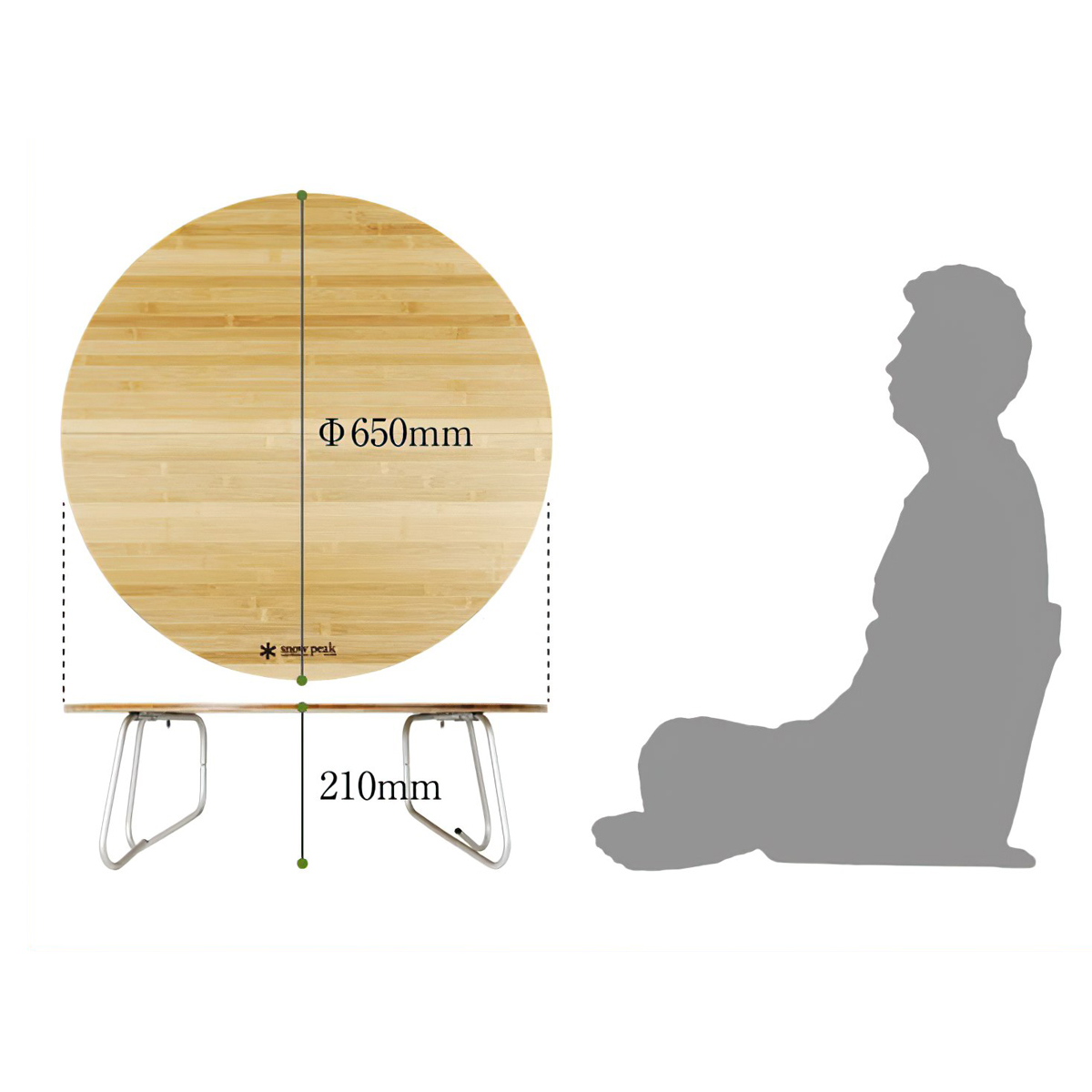 Bàn Cắm Trại Du Lịch Snowpeak One Action Chabudai Bamboo size M