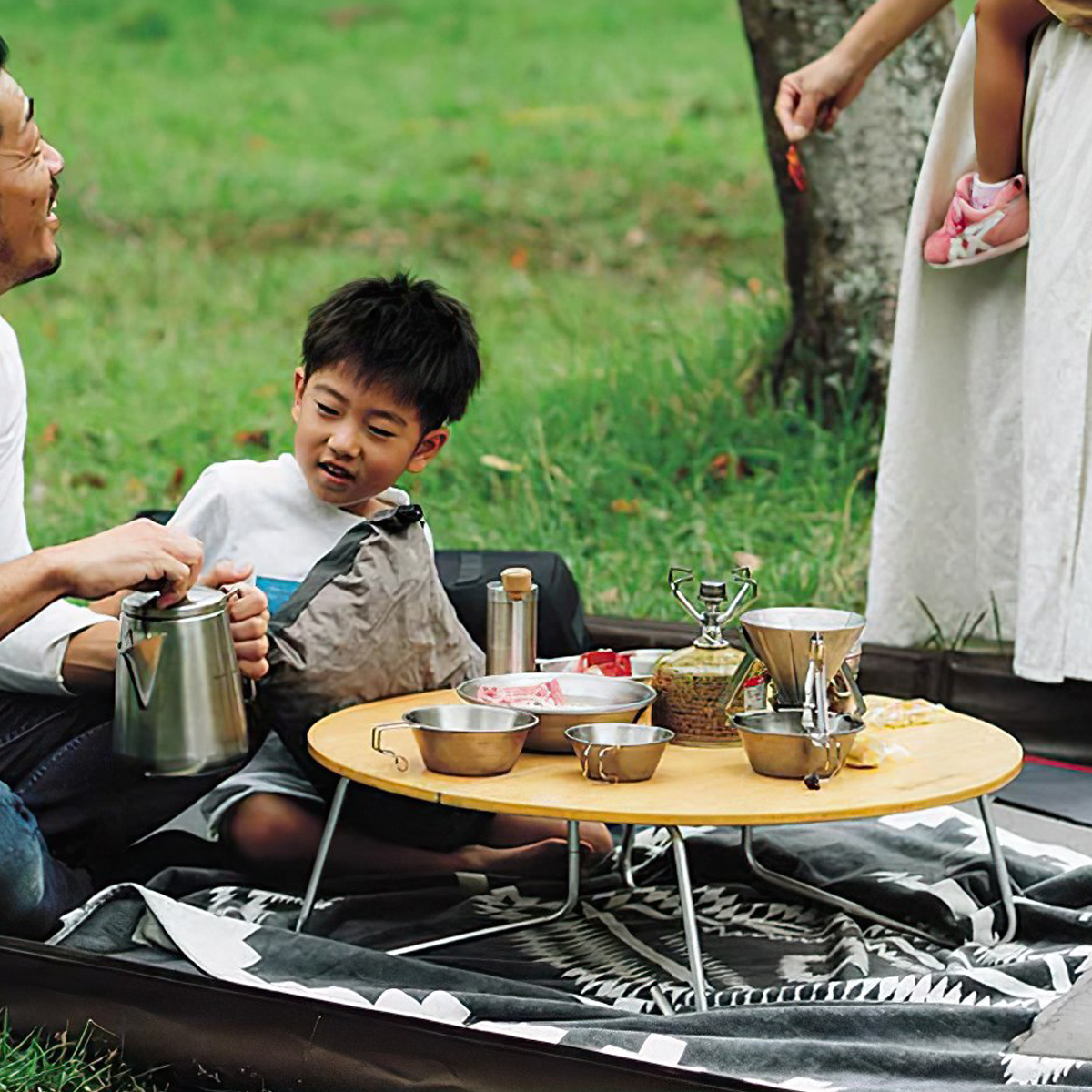 Bàn Cắm Trại Du Lịch Snowpeak One Action Chabudai Bamboo size M