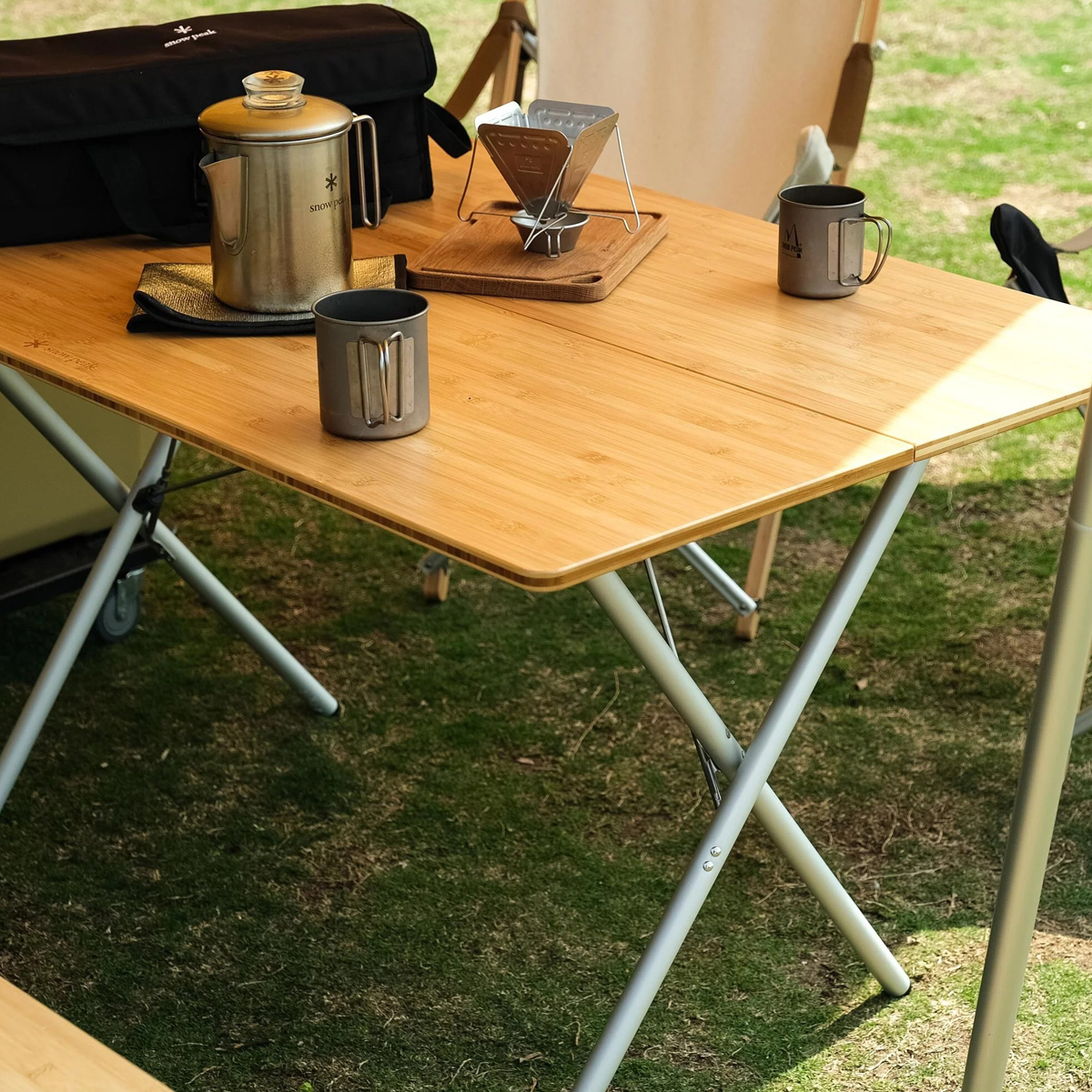 Bàn Cắm Trại Du Lịch Snowpeak One Action Table Long Bamboo