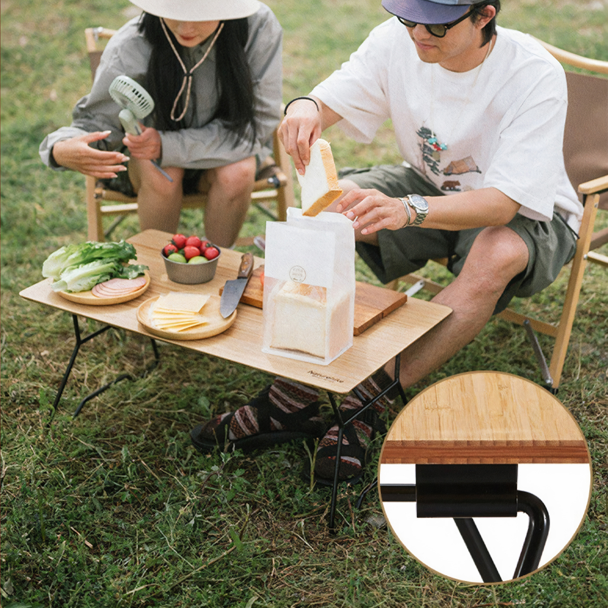 NatureHike NH22JU011 Bàn Cắm Trại Gấp Gọn Gỗ Tre Tiện Lợi