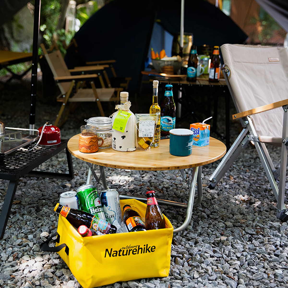 Naturehike Bàn Gỗ tròn Gấp Gọn Cắm Trại – Glamping