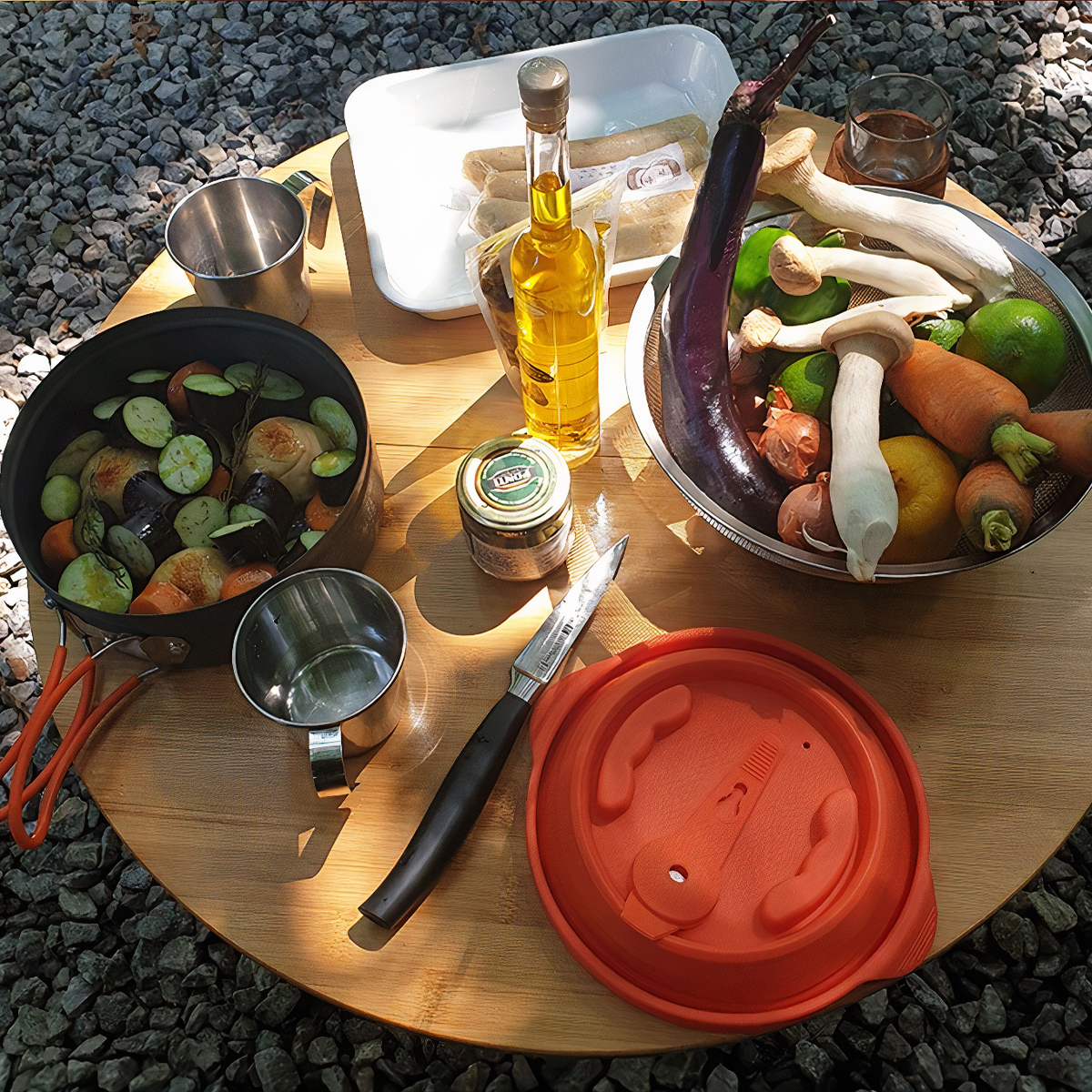 Naturehike Bàn Gỗ tròn Gấp Gọn Cắm Trại – Glamping