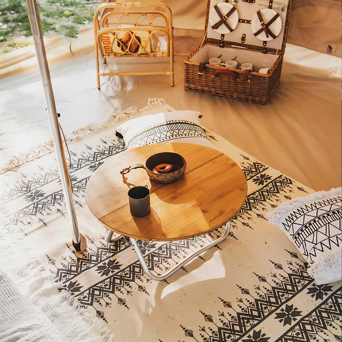 Naturehike Bàn Gỗ tròn Gấp Gọn Cắm Trại – Glamping