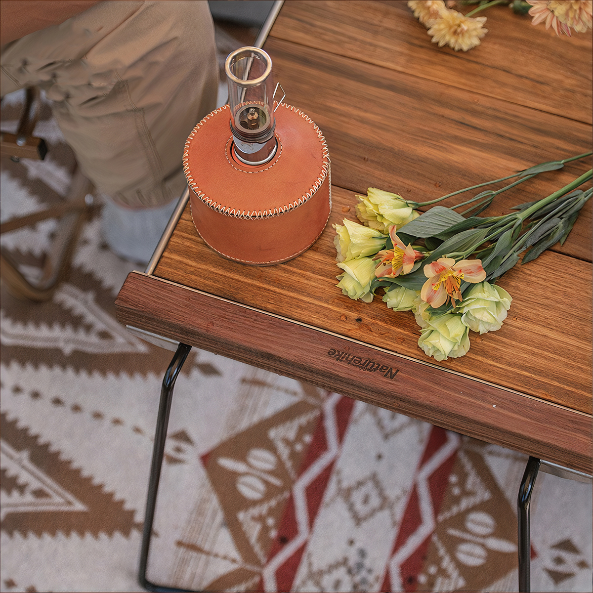 Naturhike Bàn Gỗ Dã Ngoại Khung Thép IGT Glamping