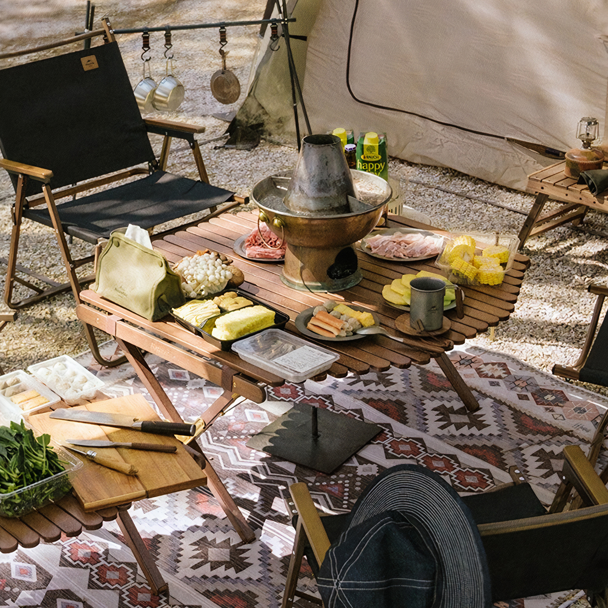 NatureHike NH21JU002 Bàn Cắm Trại Gỗ Kim Cương Cuộn Trứng