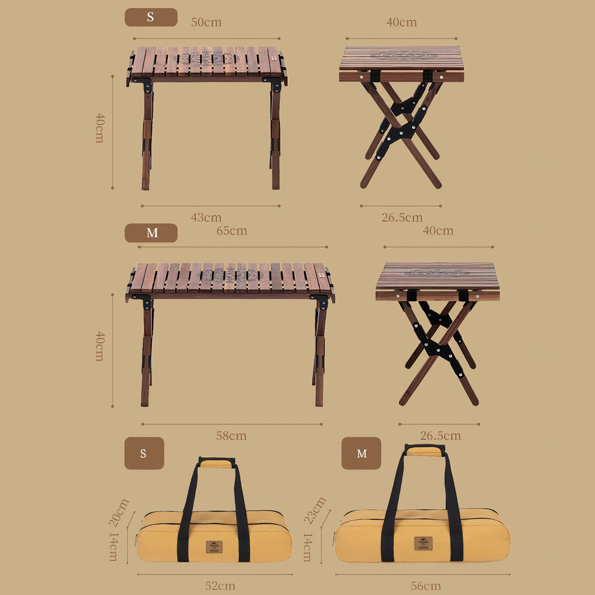 Naturehike Bàn Dã Ngoại Gỗ Óc Chó Hệ Glamping