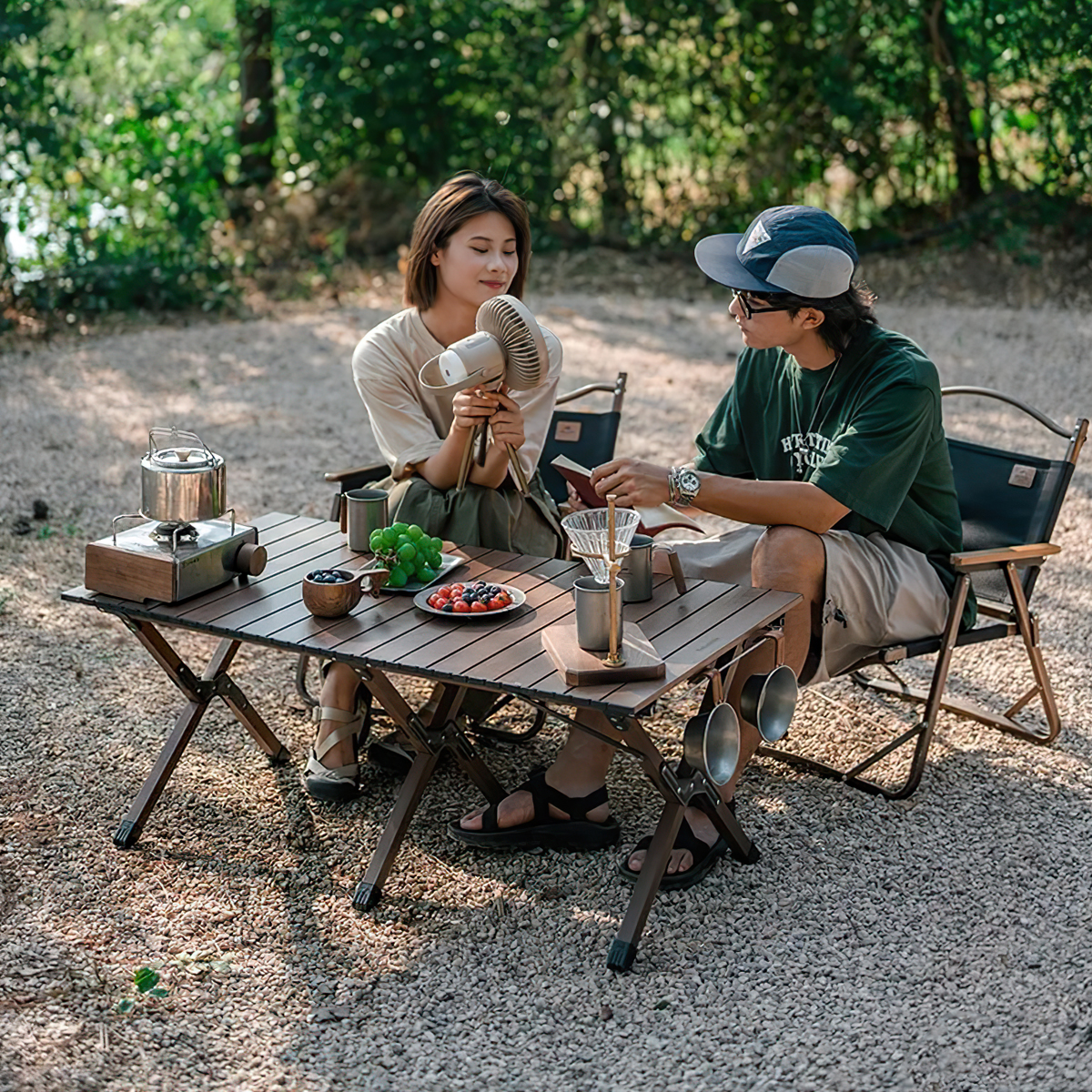 NatureHike CNK2300JJ019 Bàn Nhôm Cắm Trại Cuộn Trứng Loại Có Giá Treo