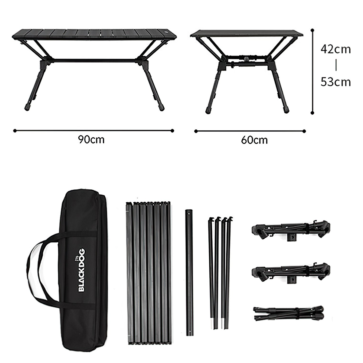 Bàn Nhôm Cắm Trại Gấp Gọn Tùy Chỉnh Độ Cao Blackdog Aluminum Alloy Folding Table