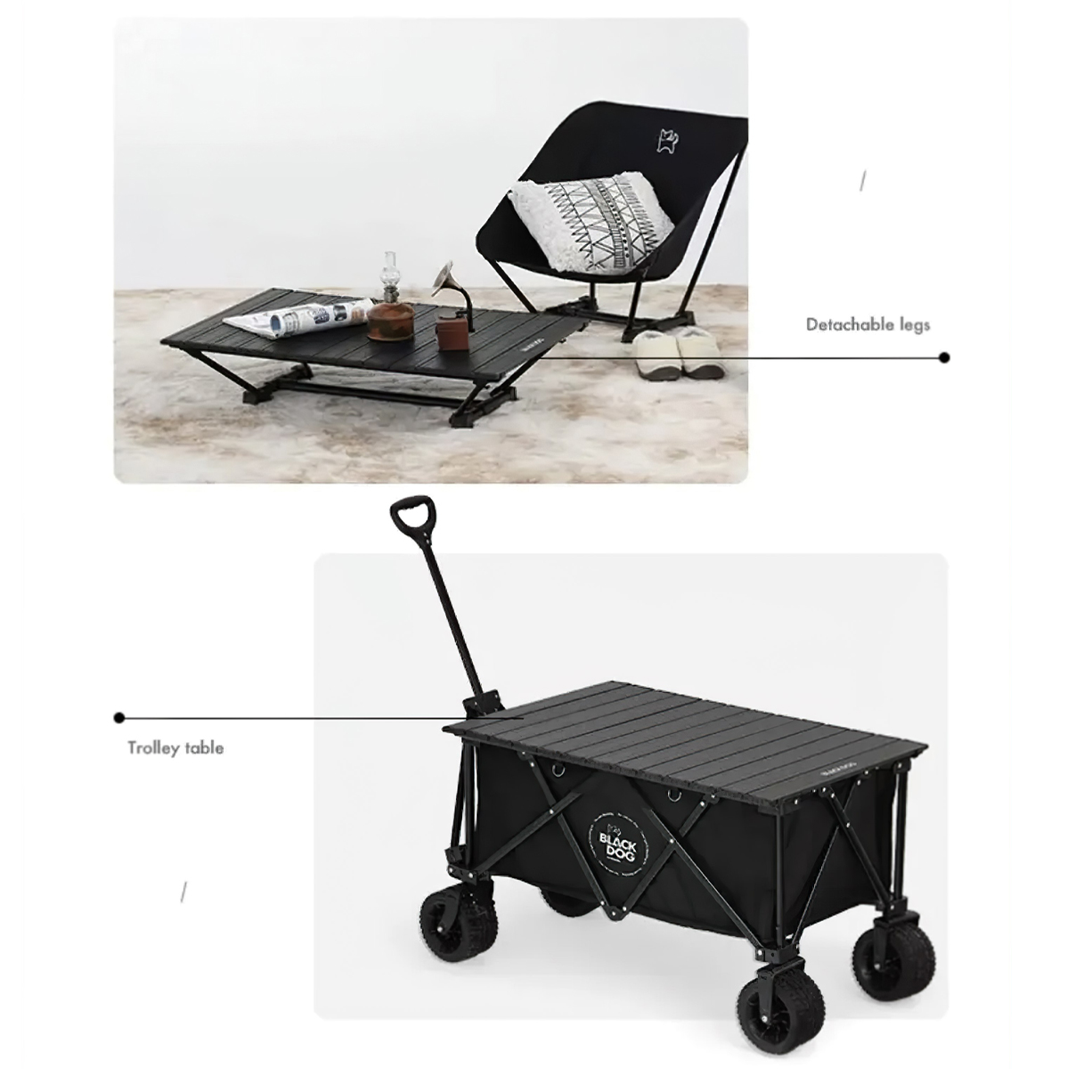 Bàn Nhôm Cắm Trại Gấp Gọn Tùy Chỉnh Độ Cao Blackdog Aluminum Alloy Folding Table