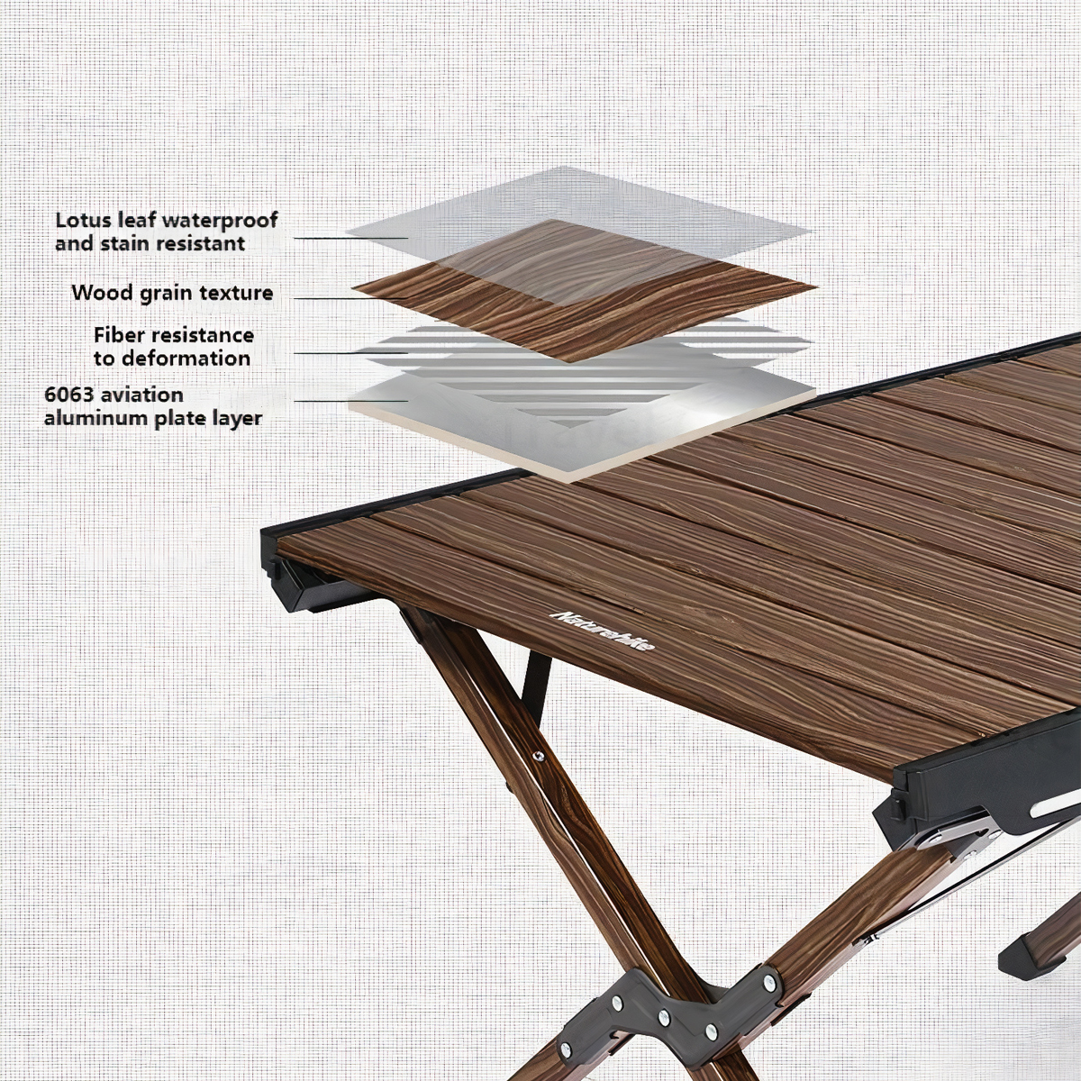 Naturehike CNH22JU043 Bàn Nhôm Cuộn Trứng Cắm Trại