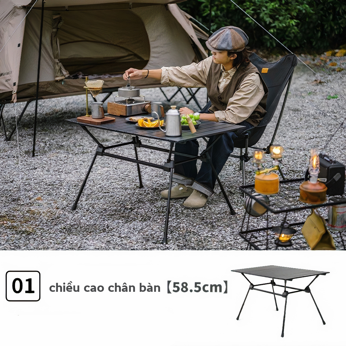 NatureHike CNH22JU025 Bàn nhôm cắm trại gấp gọn điều chỉnh độ cao FT12