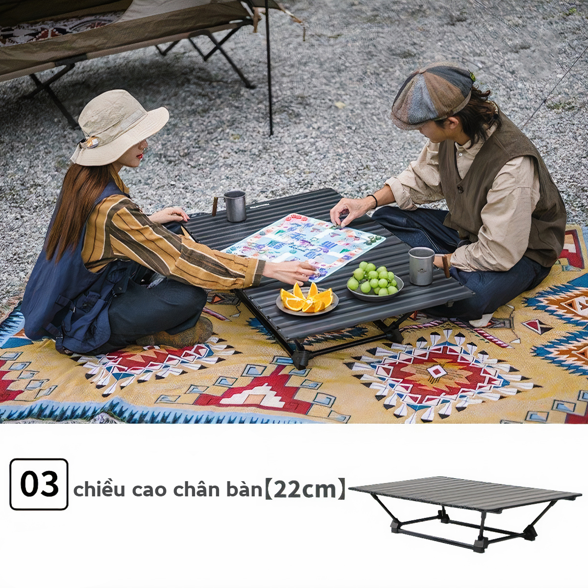 NatureHike CNH22JU025 Bàn nhôm cắm trại gấp gọn điều chỉnh độ cao FT12