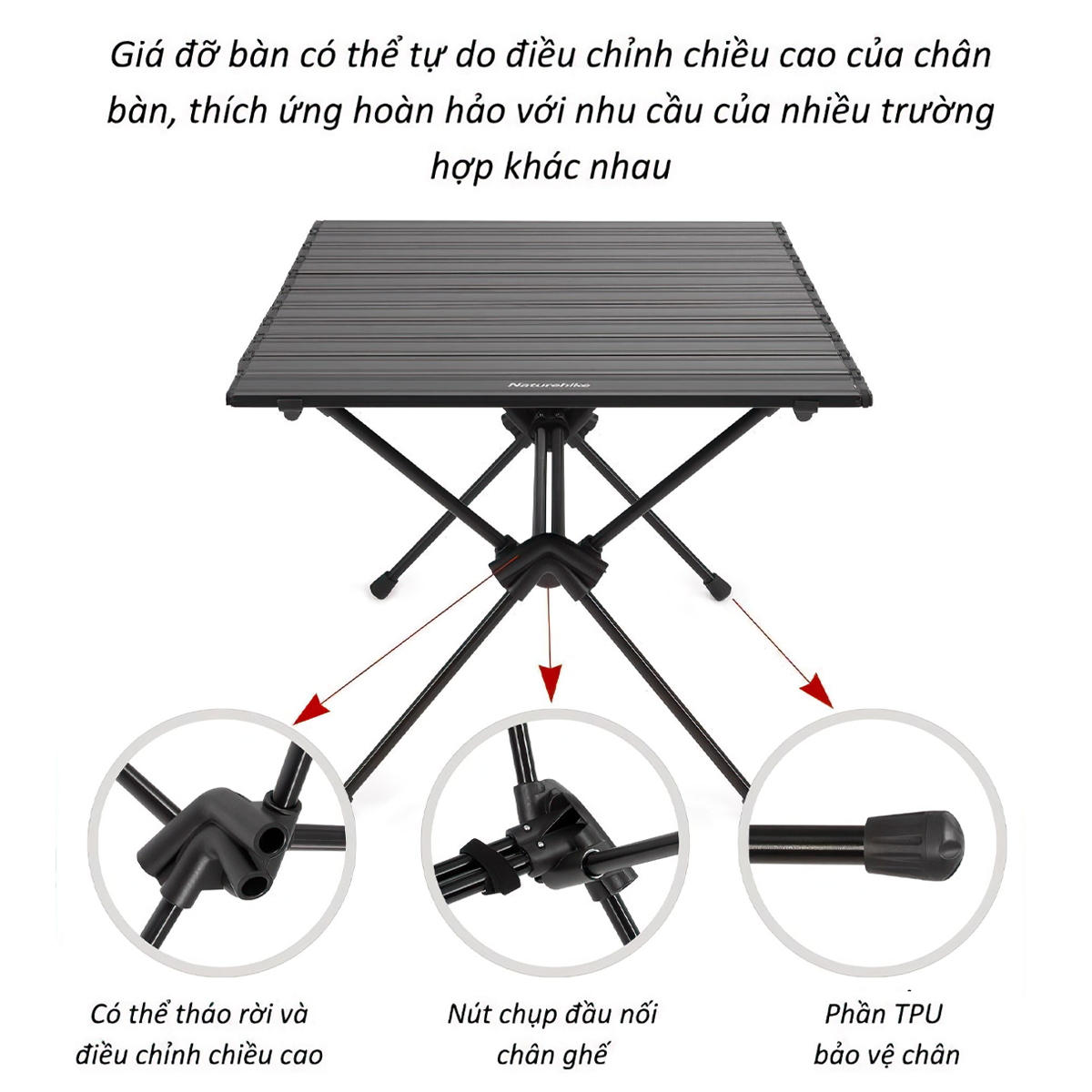 Naturehike CNH22JU037 Bàn Nhôm Xếp Gọn Cắm Trại FT11