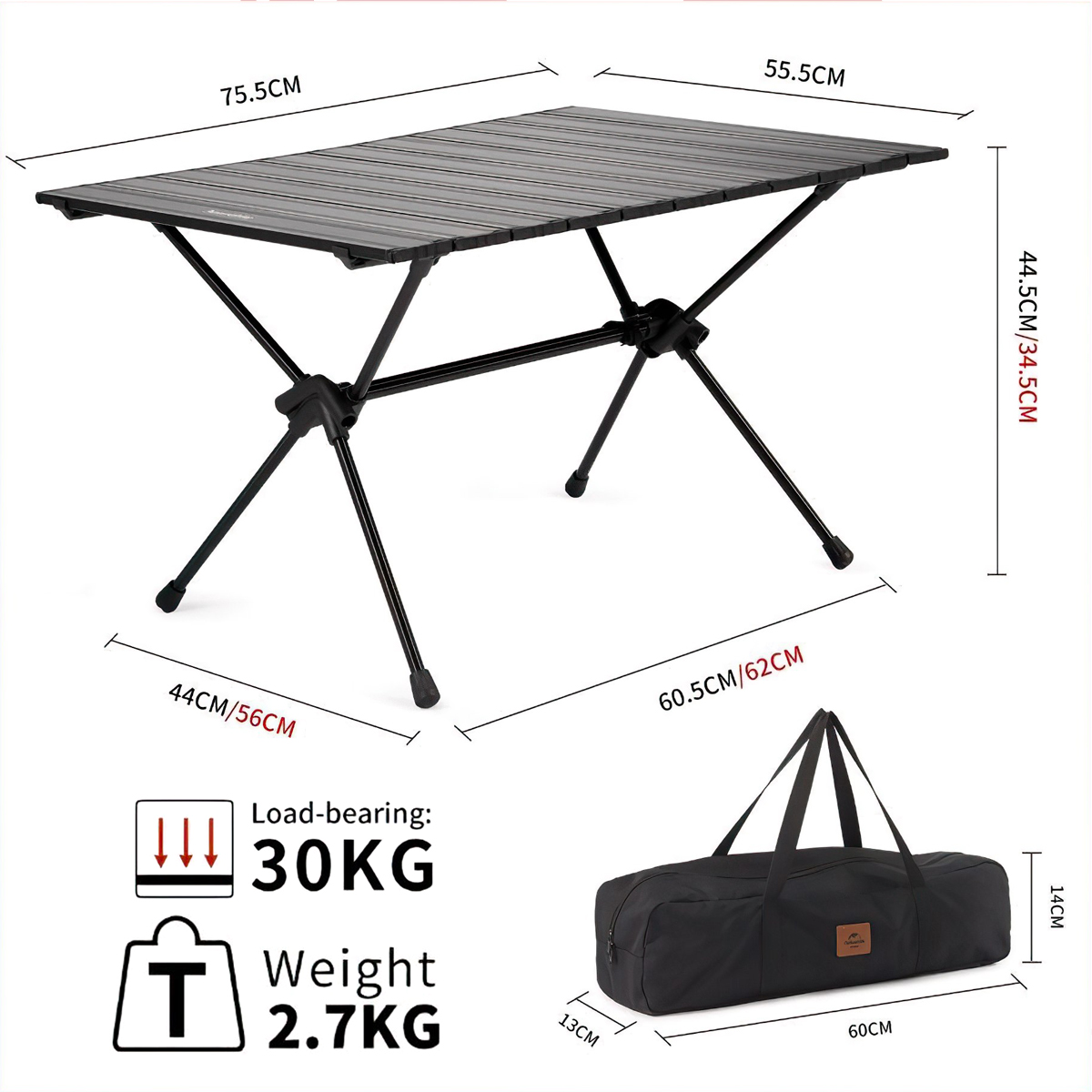 Naturehike CNH22JU037 Bàn Nhôm Xếp Gọn Cắm Trại FT11