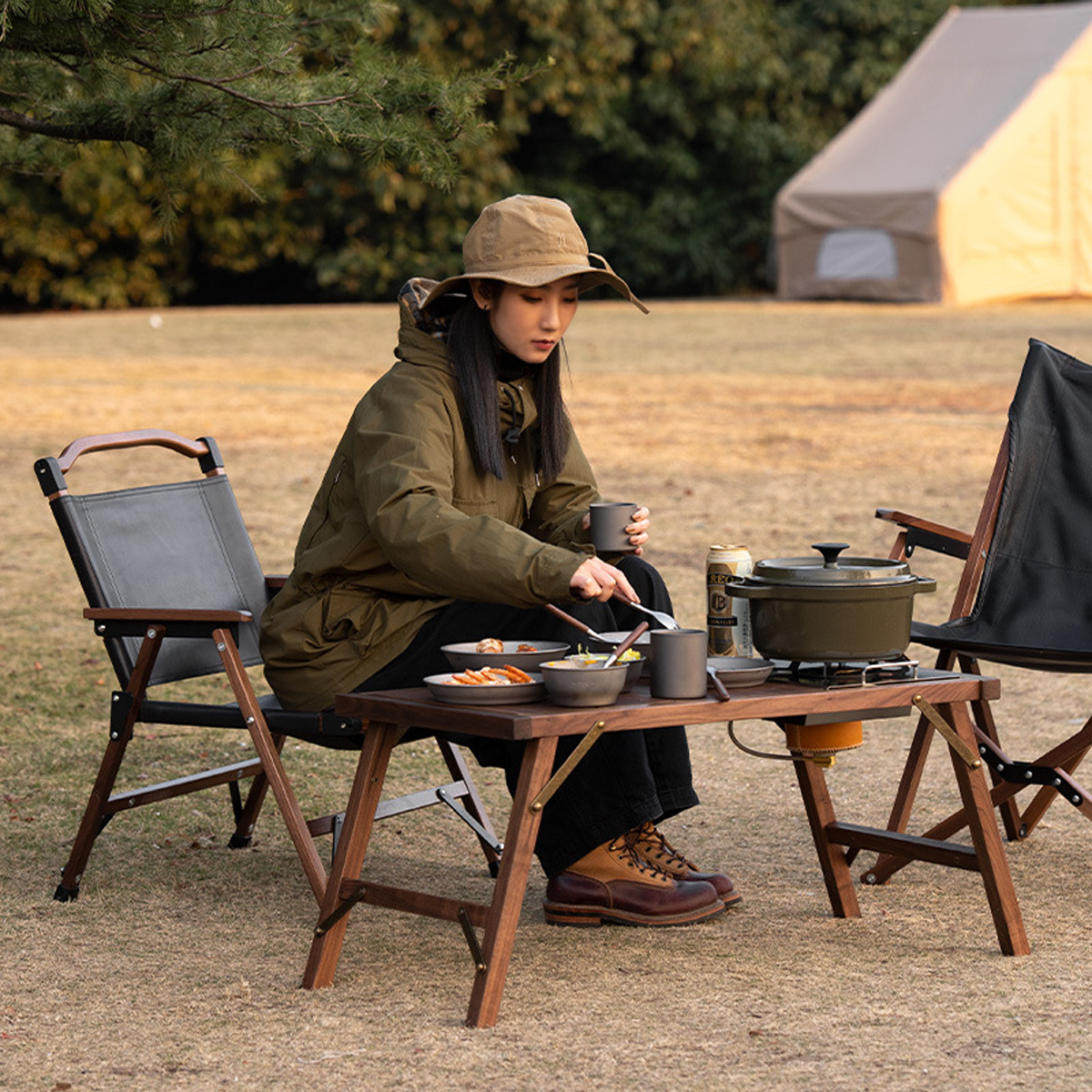 Naturehike Bàn Gỗ Cắm Trại Glamping Sang Trọng