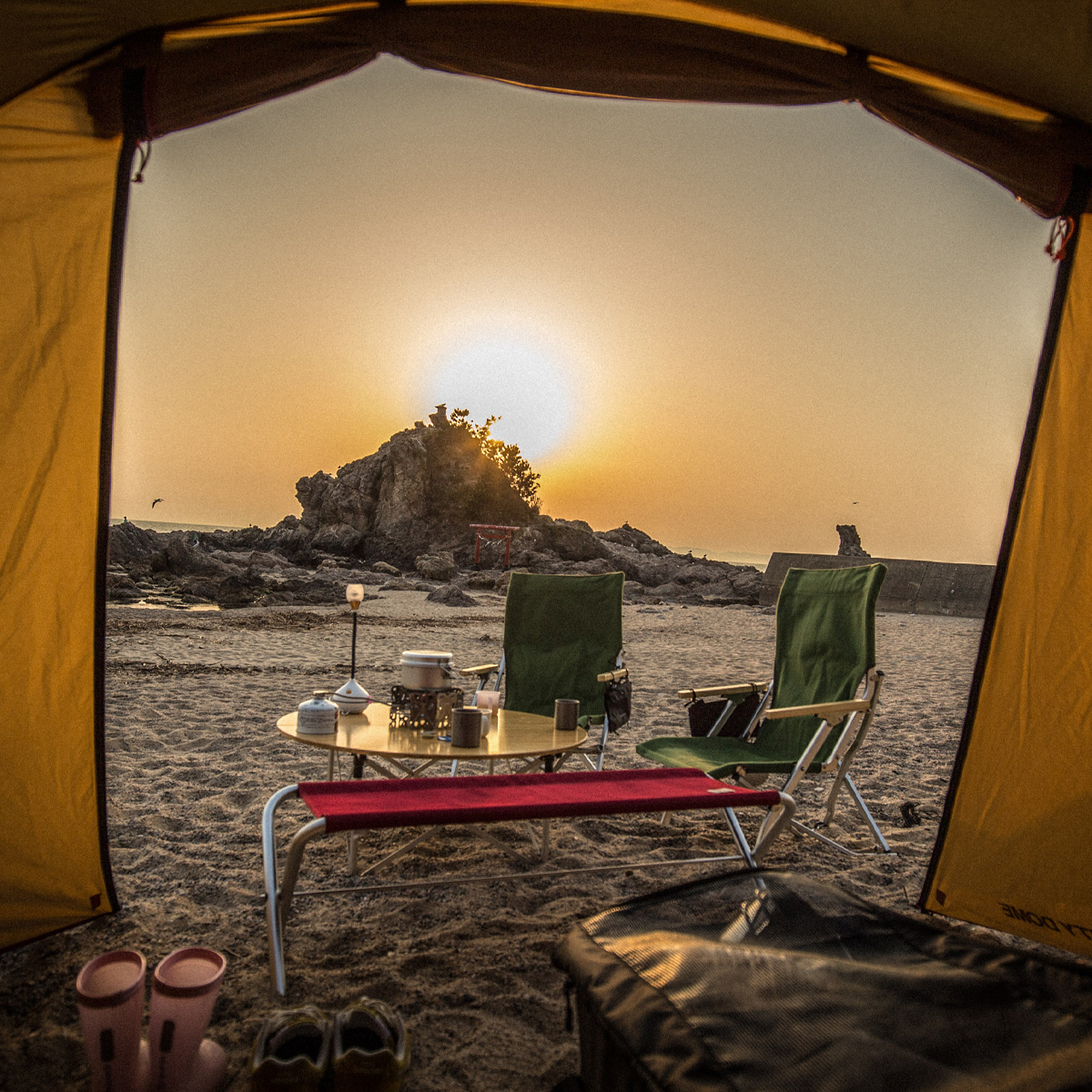 Băng Ghế Cắm Trại Du Lịch Snowpeak Fd Bench Red