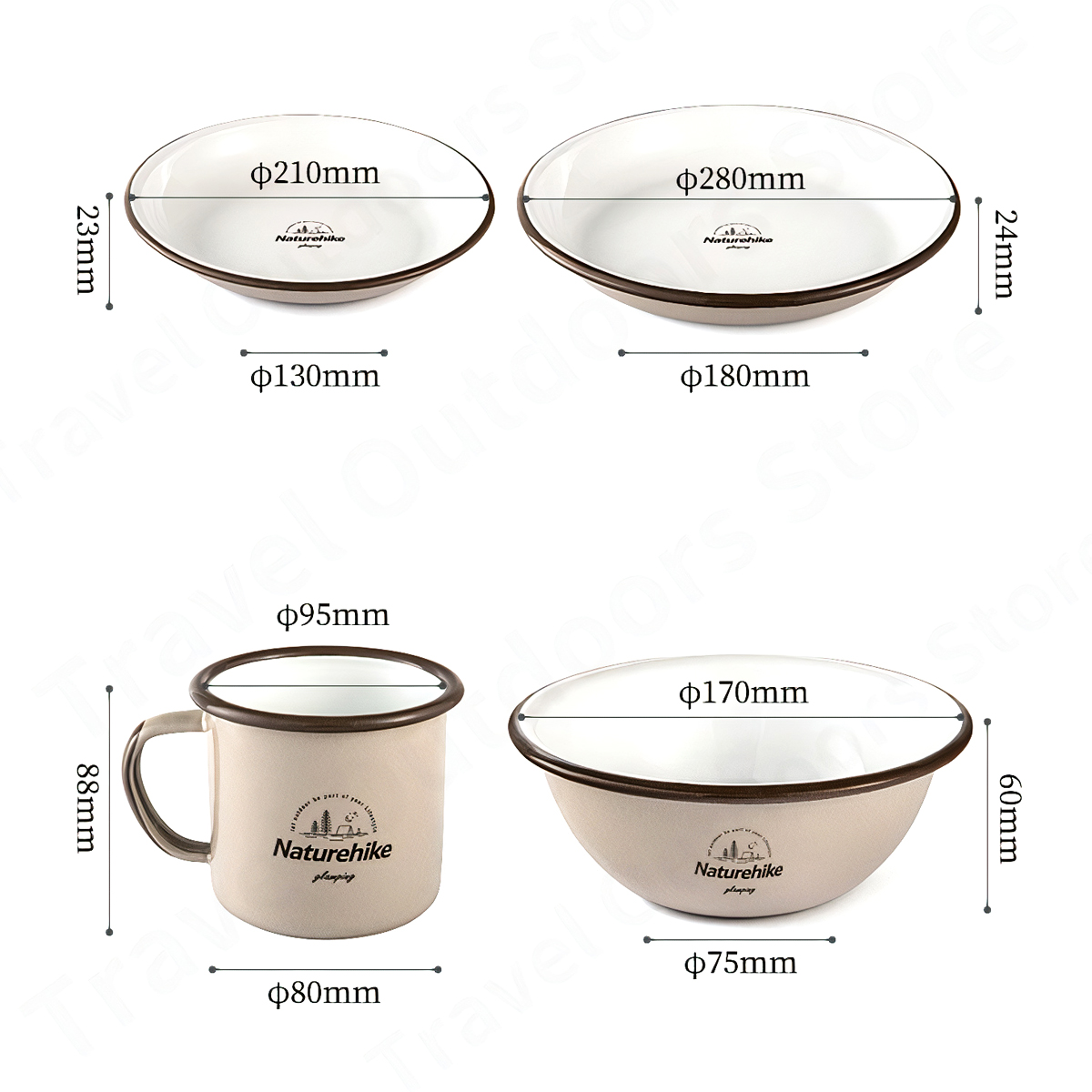 Naturehike Bát Đĩa Cắm Trại Du Lịch Tráng Men