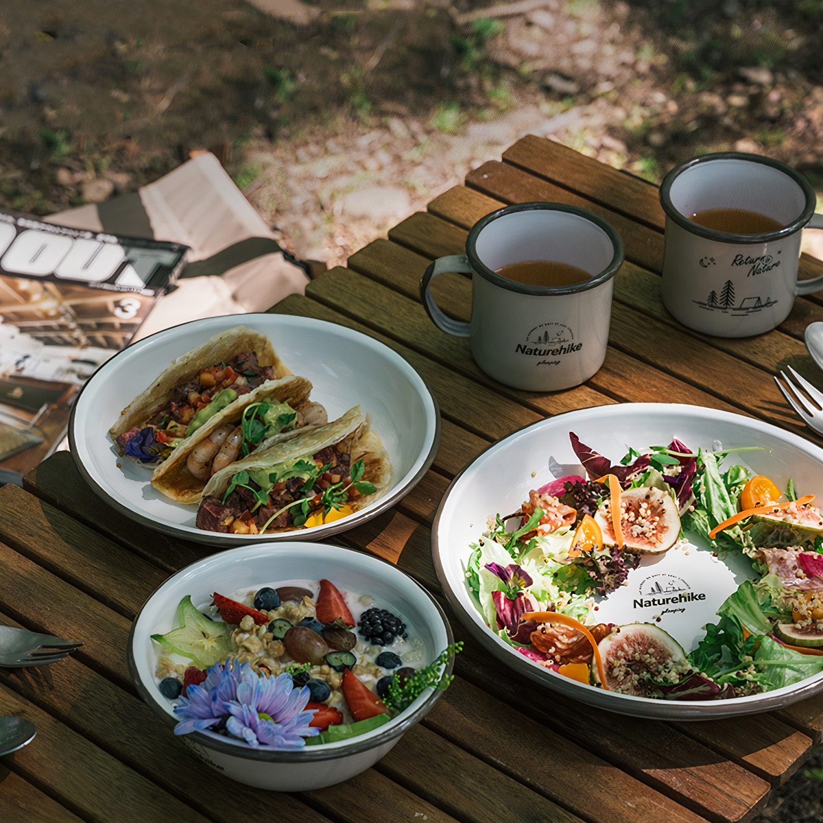 Naturehike Bát Đĩa Cắm Trại Du Lịch Tráng Men