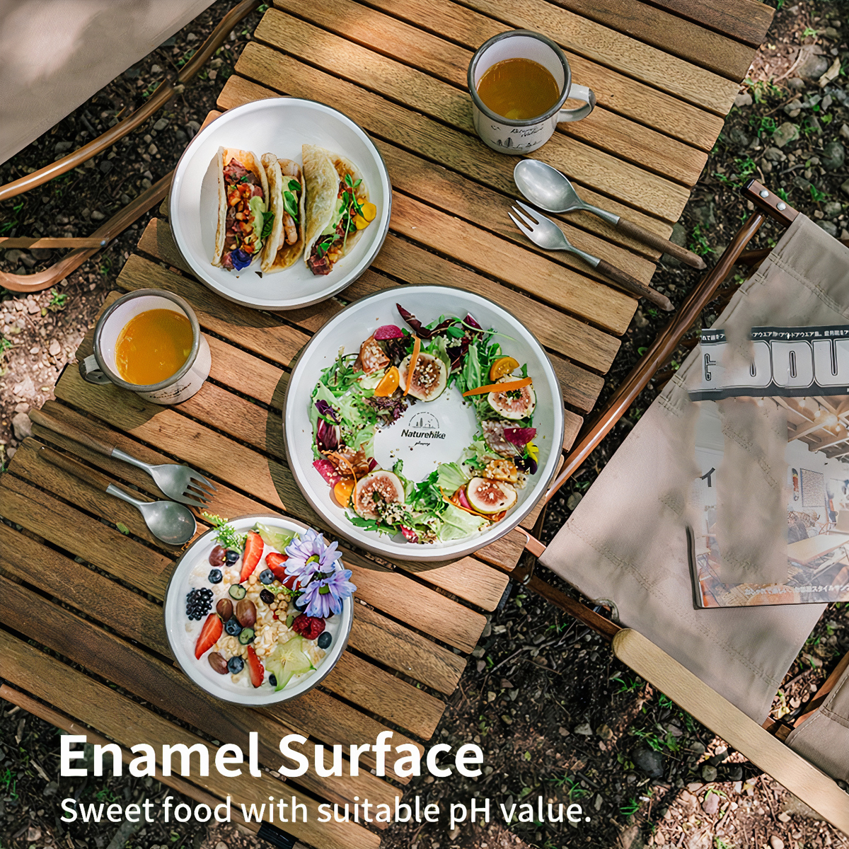 Naturehike Bát Đĩa Cắm Trại Du Lịch Tráng Men