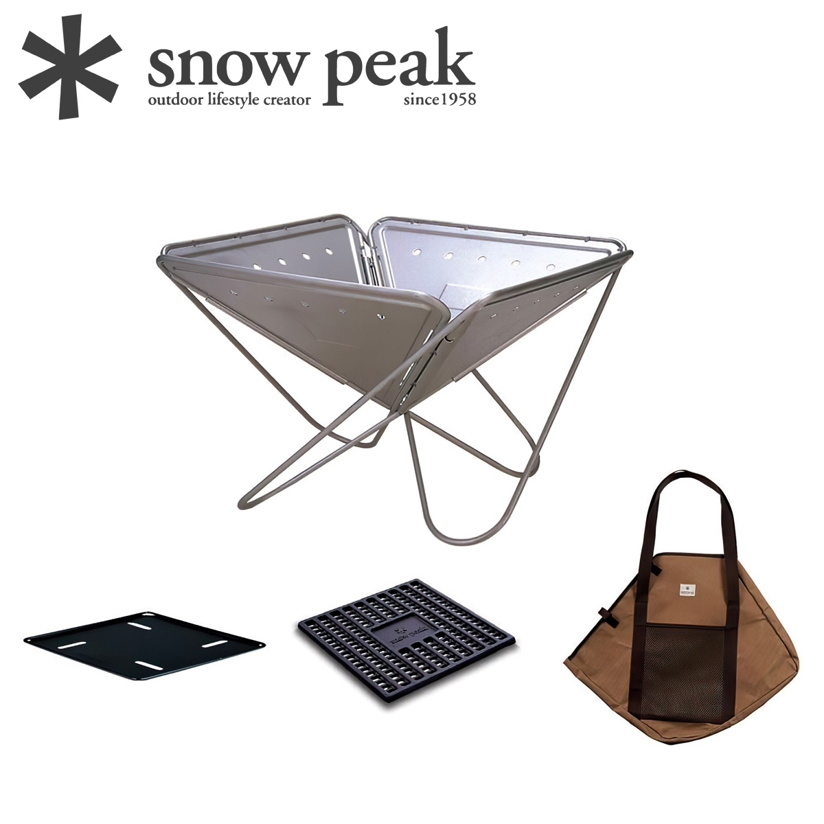 Bếp Củi Cắm Trại Du Lịch Snowpeak Fireplace M Starter Set (Japan Set)