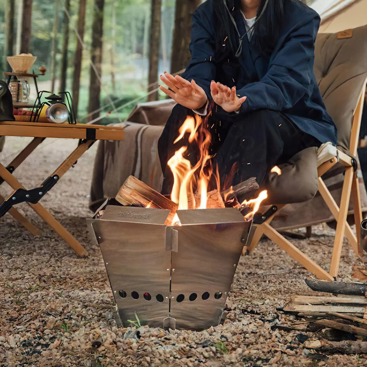 Bếp Củi Lục Giác Xếp Gọn Cắm Trại Naturehike