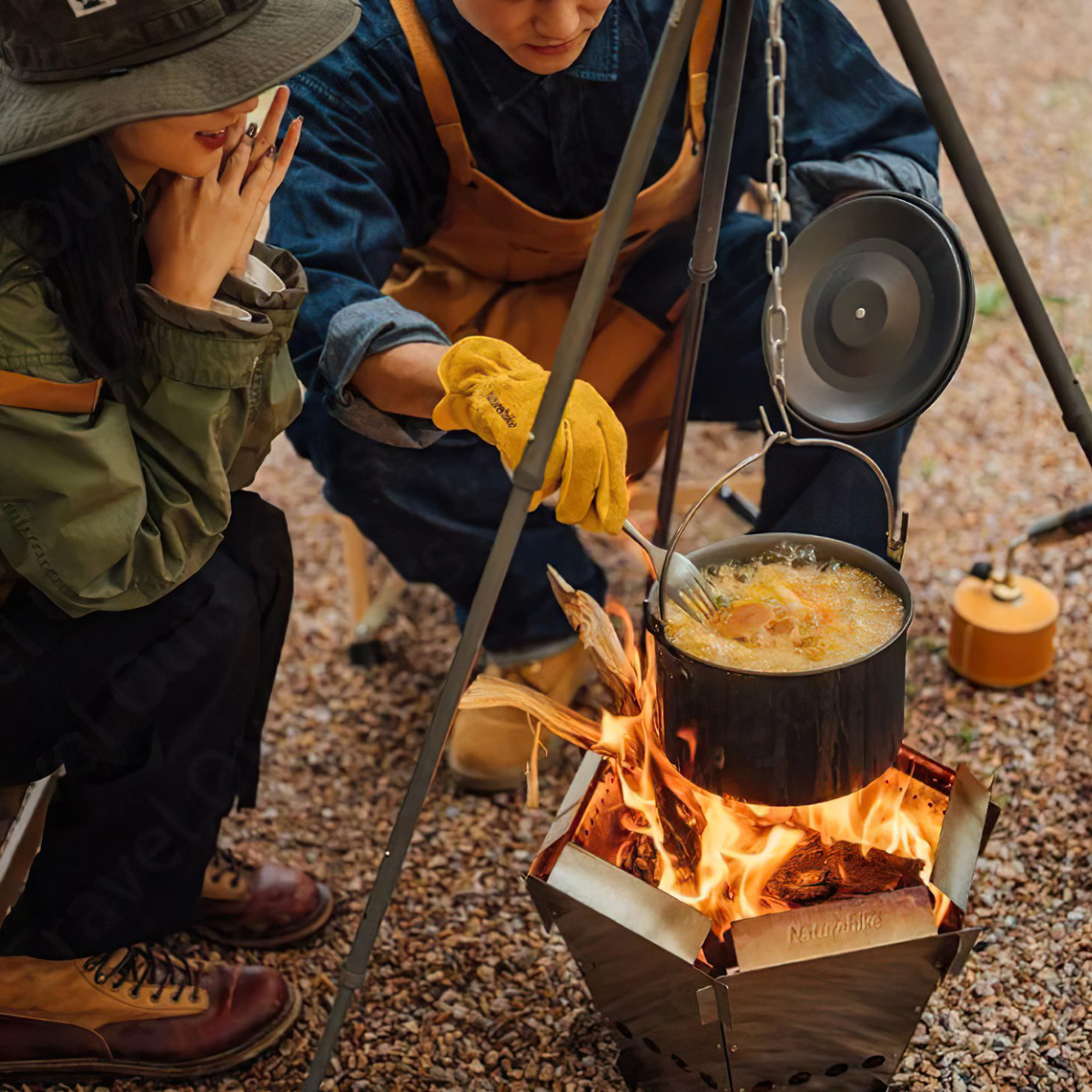 Bếp Củi Lục Giác Xếp Gọn Cắm Trại Naturehike