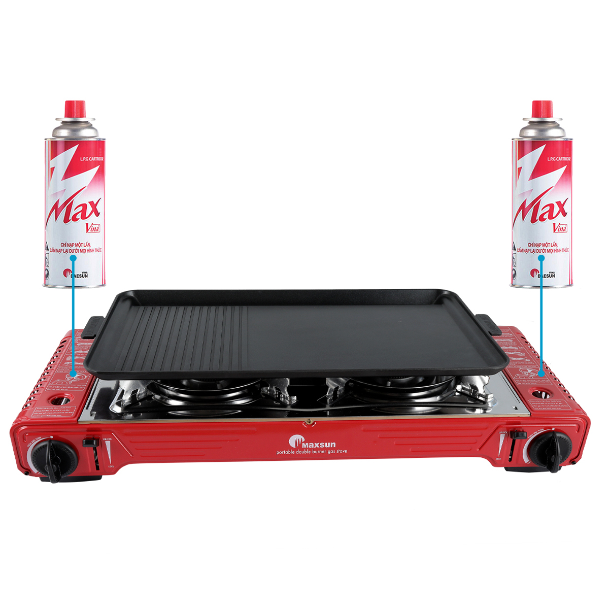 Maxsun MSD-5800S Bếp Gas Cắm Trại Đôi Kèm Chảo