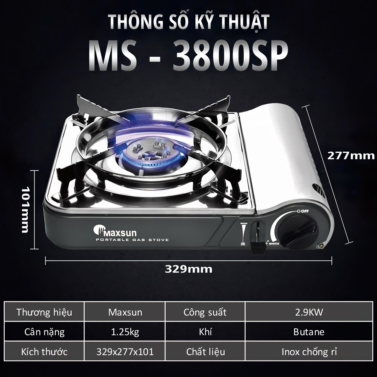 Maxsun MS-3800SP Bếp Ga Mini Cắm Trại