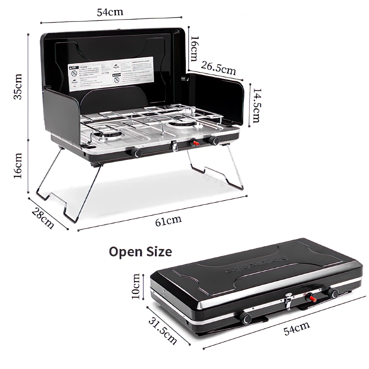 Naturehike Bếp Gas Đôi Cắm Trại Glamping Xếp Gọn NH22RJ001