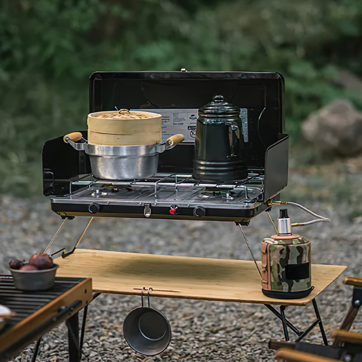 Naturehike Bếp Gas Đôi Cắm Trại Glamping Xếp Gọn NH22RJ001