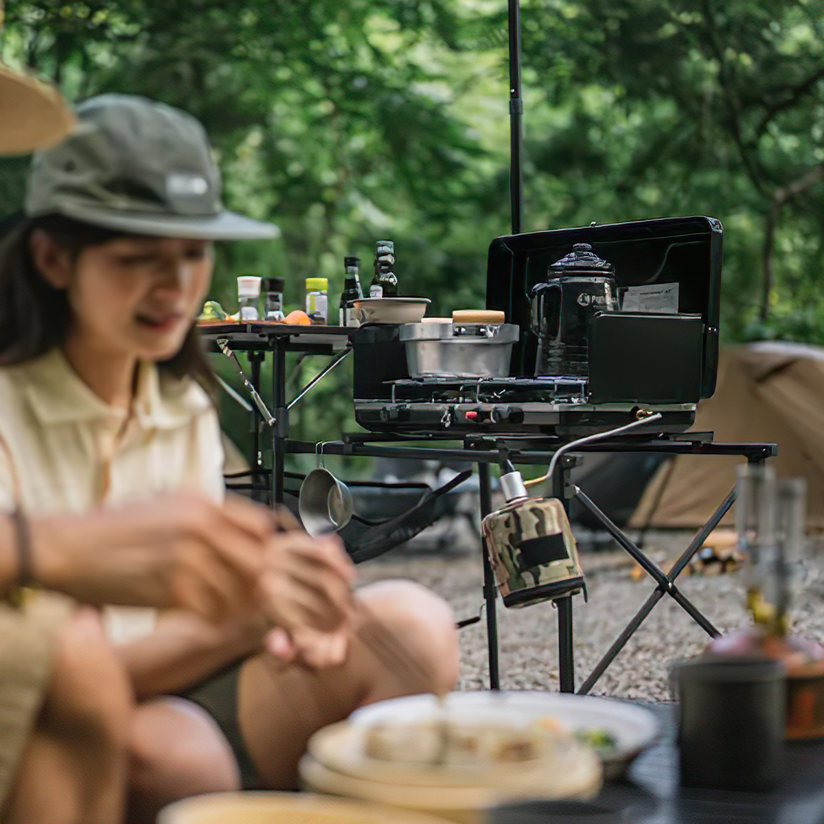 Naturehike Bếp Gas Đôi Cắm Trại Glamping Xếp Gọn NH22RJ001