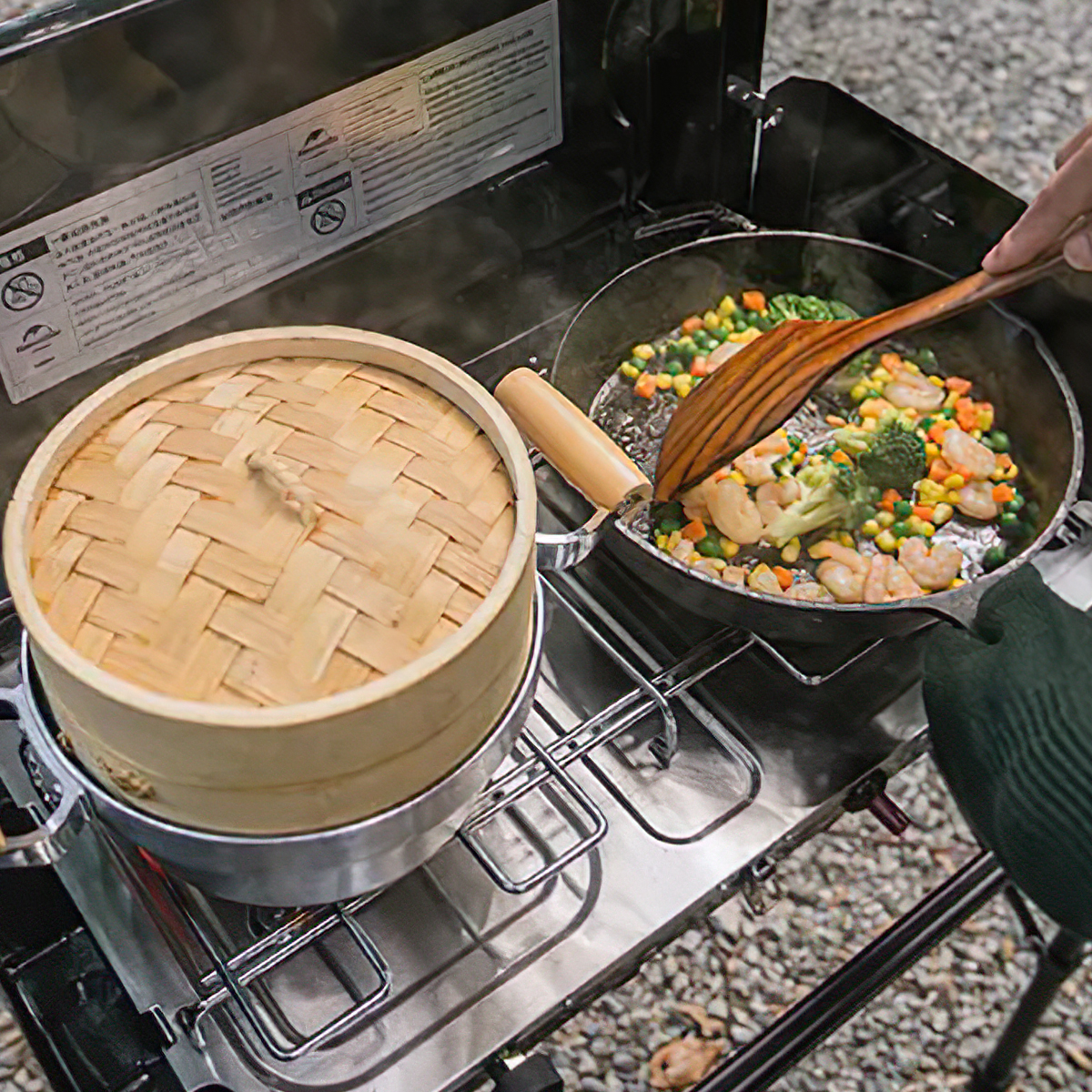 Naturehike Bếp Gas Đôi Cắm Trại Glamping Xếp Gọn NH22RJ001