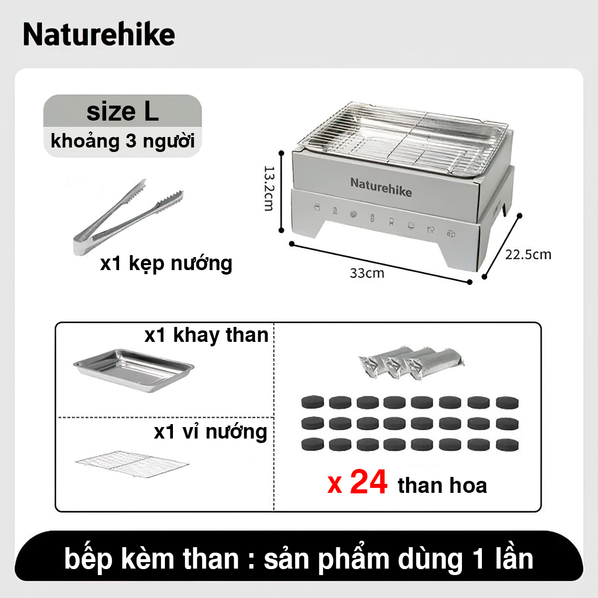 Naturehike CNK2300CW012 Bếp Nướng Cắm Trại BBQ Dùng Một Lần