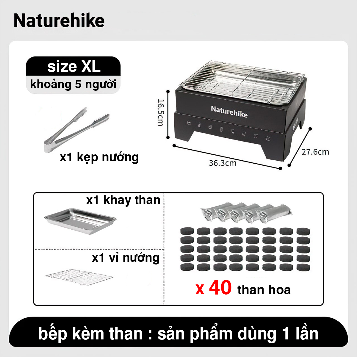 Naturehike CNK2300CW012 Bếp Nướng Cắm Trại BBQ Dùng Một Lần