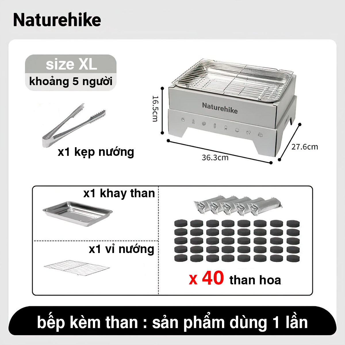 Naturehike CNK2300CW012 Bếp Nướng Cắm Trại BBQ Dùng Một Lần